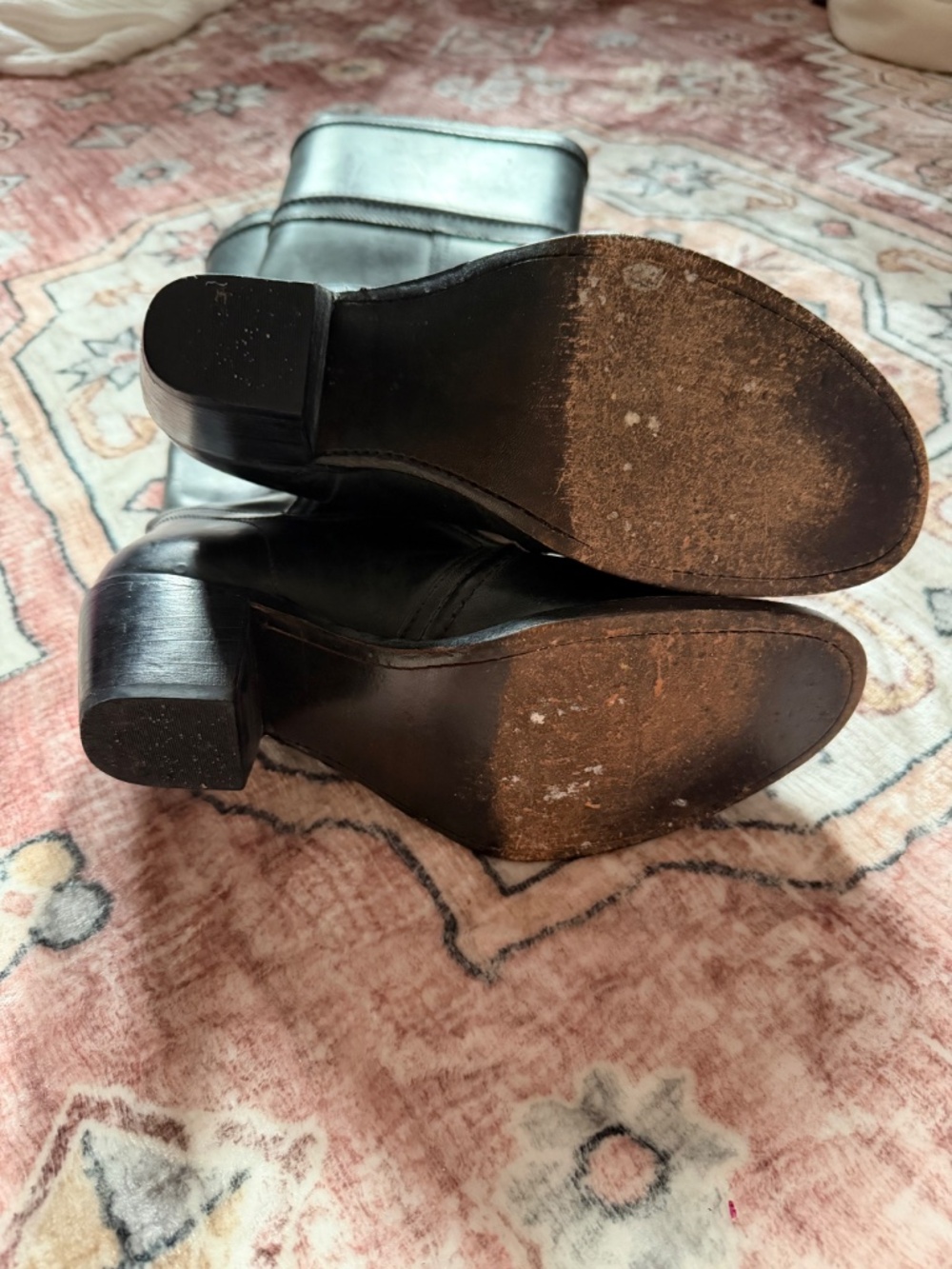 Frye Black Leather Mid-Calf Heeled Boots - Picture 7 of 8